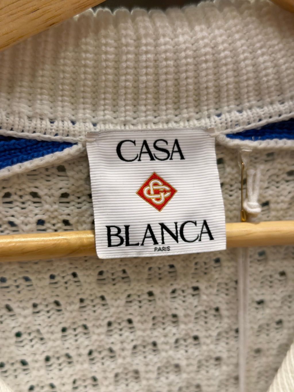 Casa Blanca Crochet SS Button Down Shirt