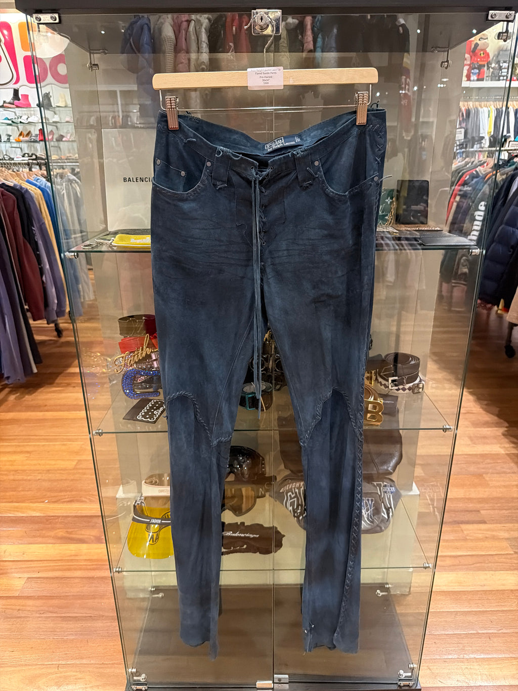 Polo Ralph Lauren Lace Up Flared Suede Pants