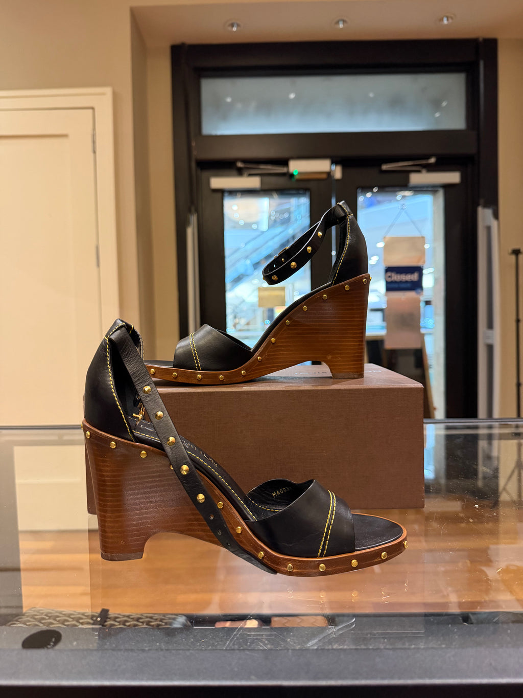 Louis Vuitton Wood Calfskin Vedette Heels - Black