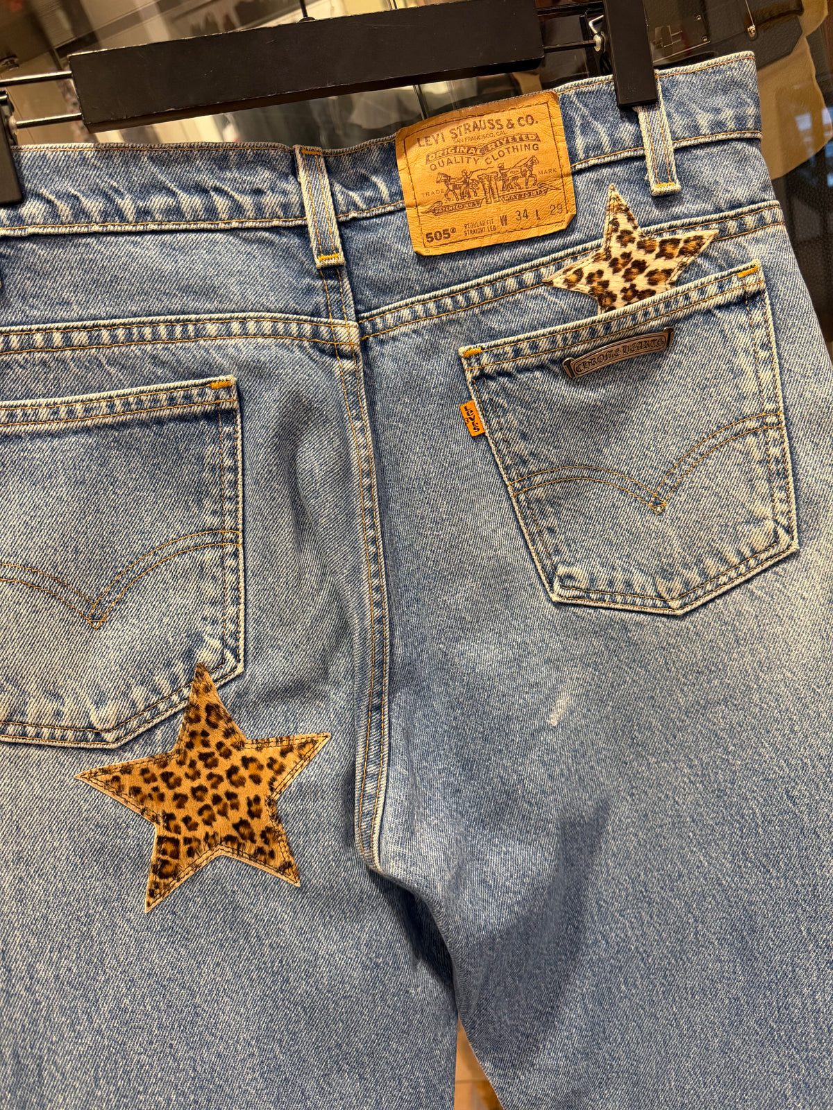 Chrome Hearts Levis Leopard Star Patch Jeans - Blue
