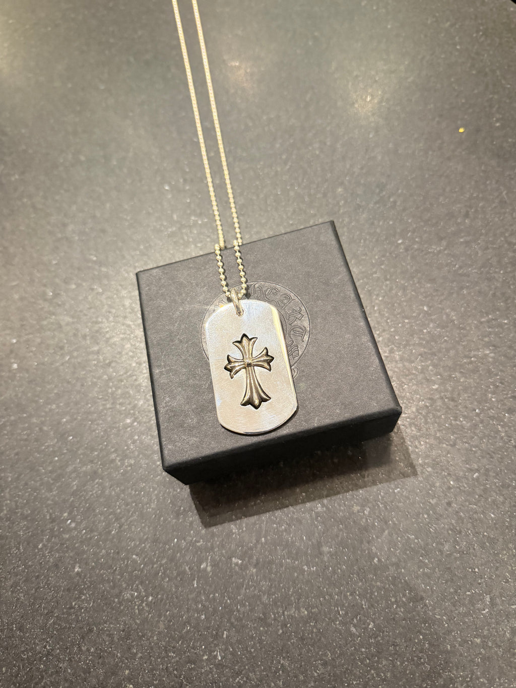 Chrome Hearts Cut Out Cross Dog Tag Necklace - Silver