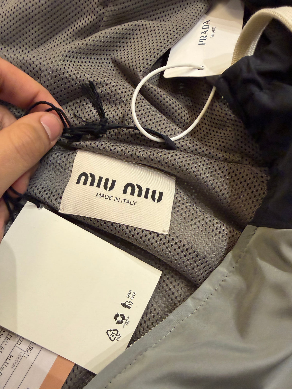 Miu Miu Colorblock Zip Up Windbreaker - Navy/Silver