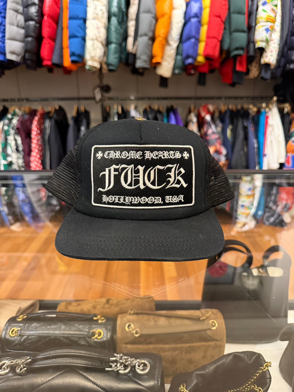 Chrome Hearts Fuck Hollywood Trucker Hat - Black