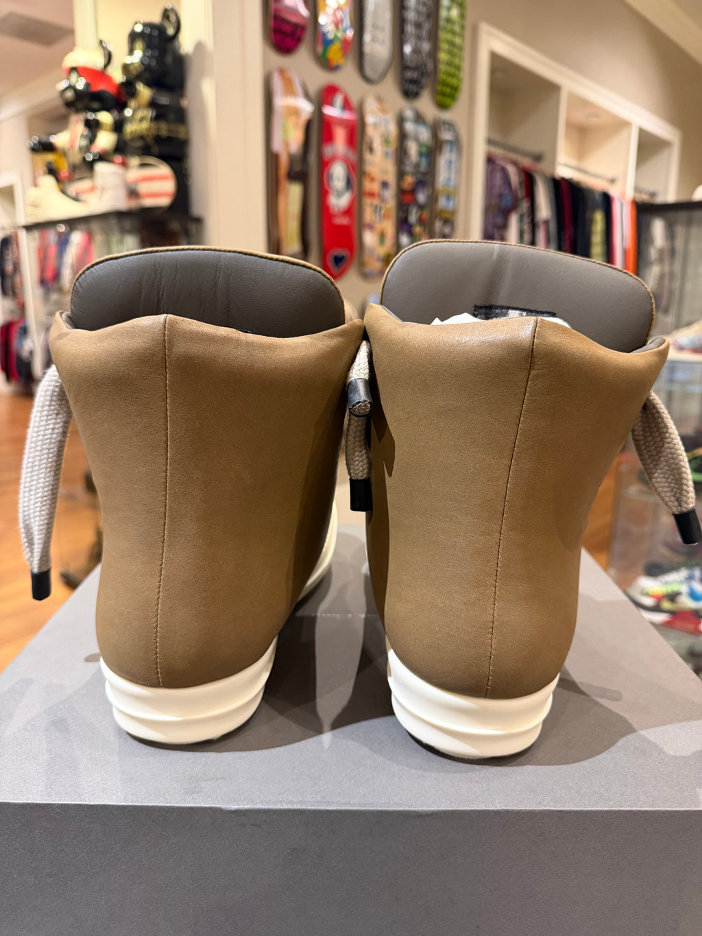 Rick Owens Padded Jumbolace Ramone High - Brown Leather