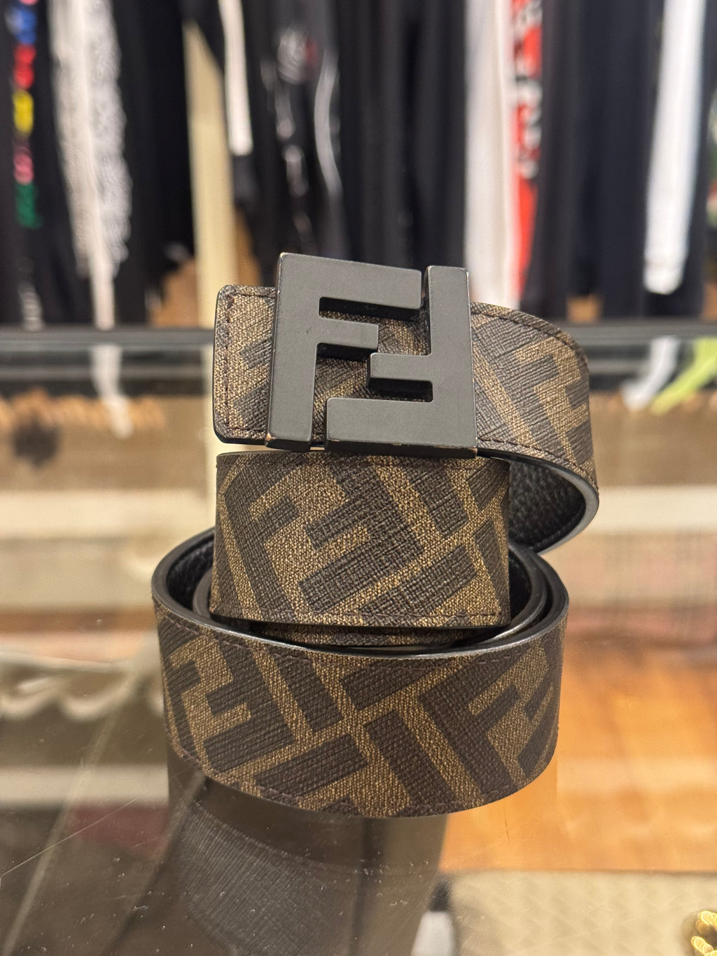 Fendi FF Logo Waist Belt Brown