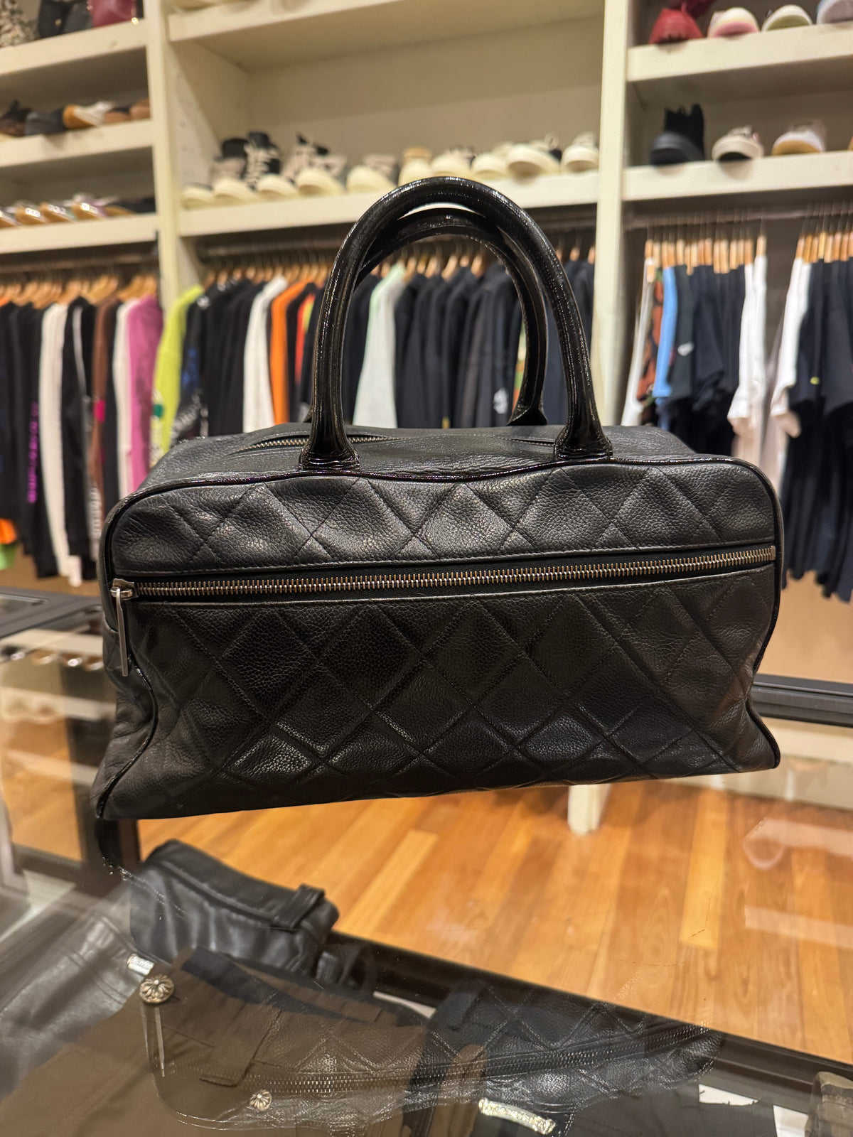 Chanel Small Quilted Logo Bowler Bag