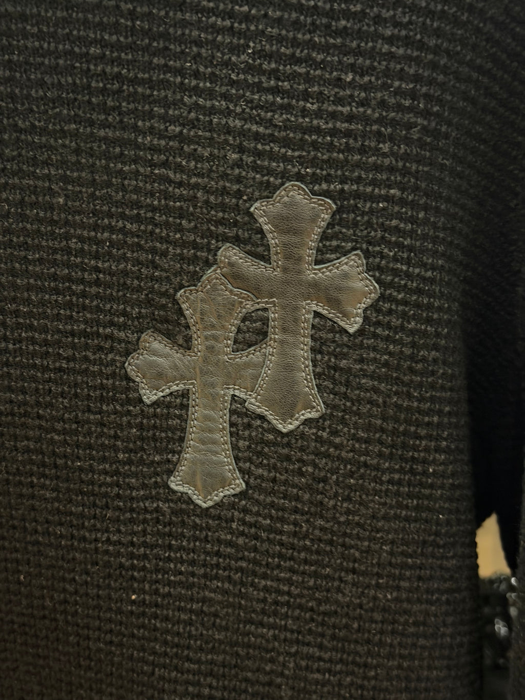 Chrome Hearts Cashmere Triple Cross Patch Waffle Hoodie