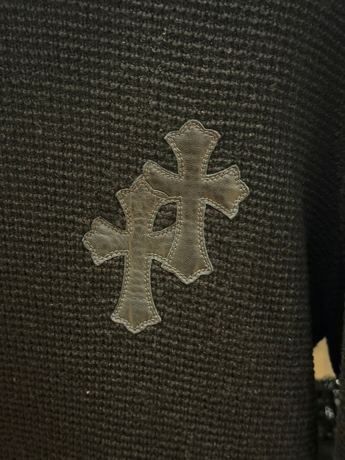 Chrome Hearts Cashmere Triple Cross Patch Waffle Hoodie