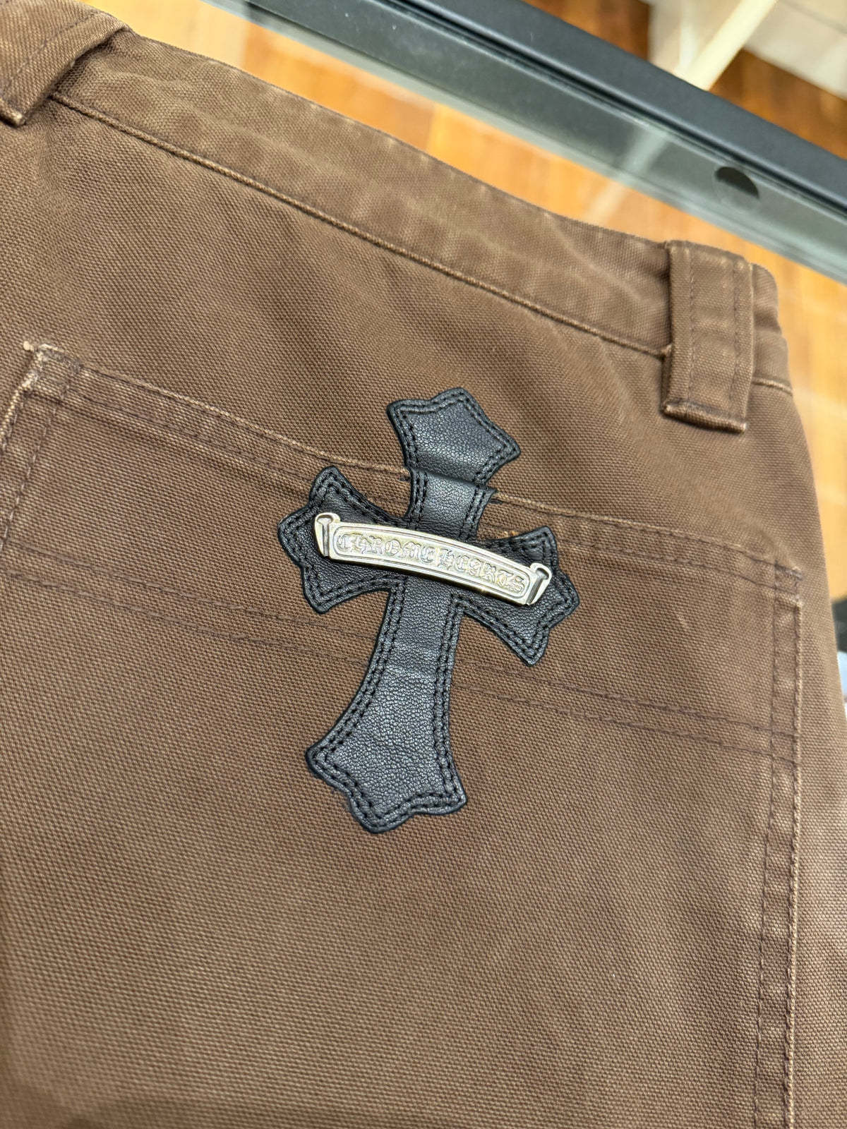 Chrome Hearts Brown Double Knee Carpenter Pants W/ Patches