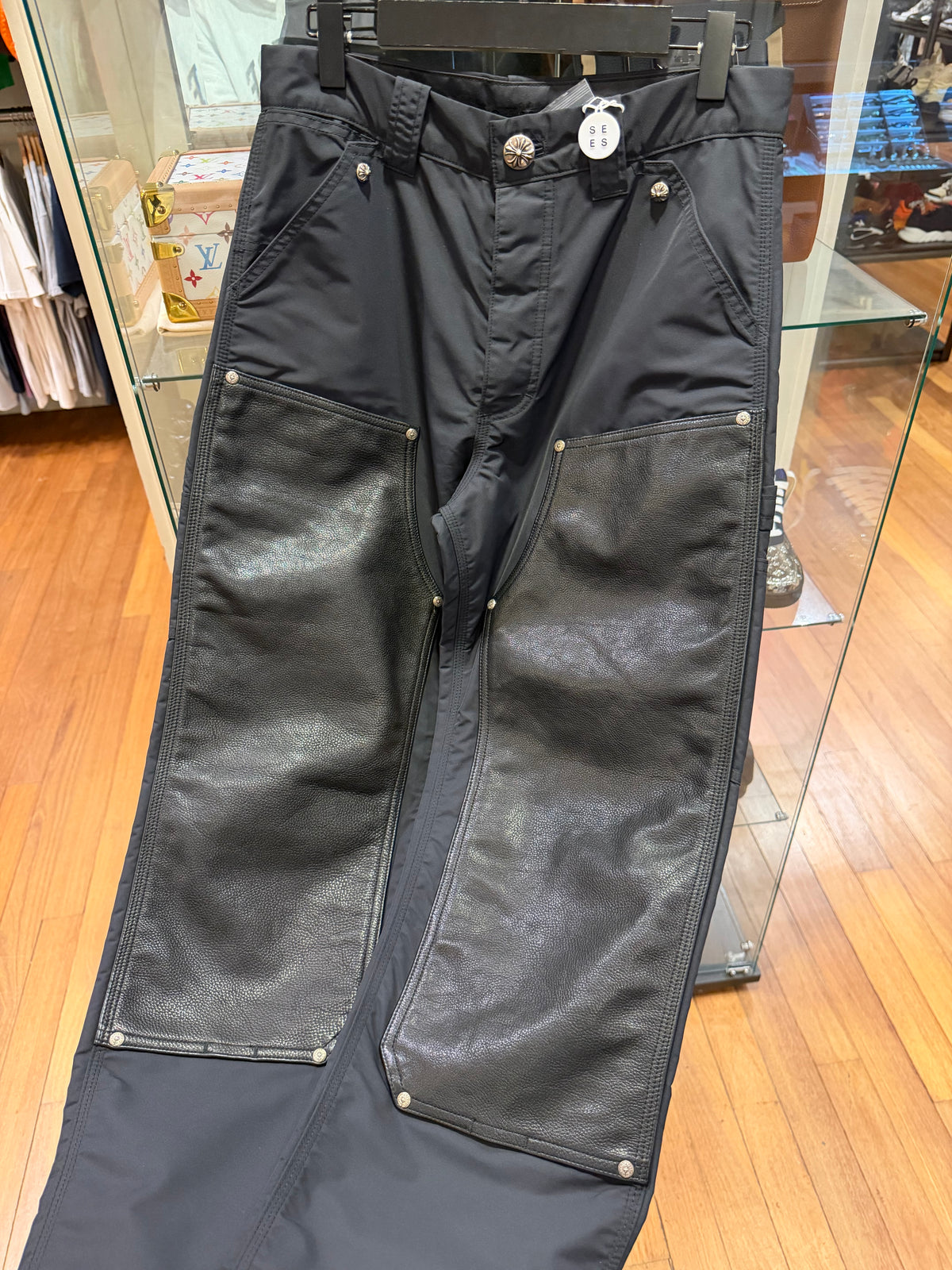 Chrome Hearts Leather & Nylon Double Knee Carpenter Pants - Black
