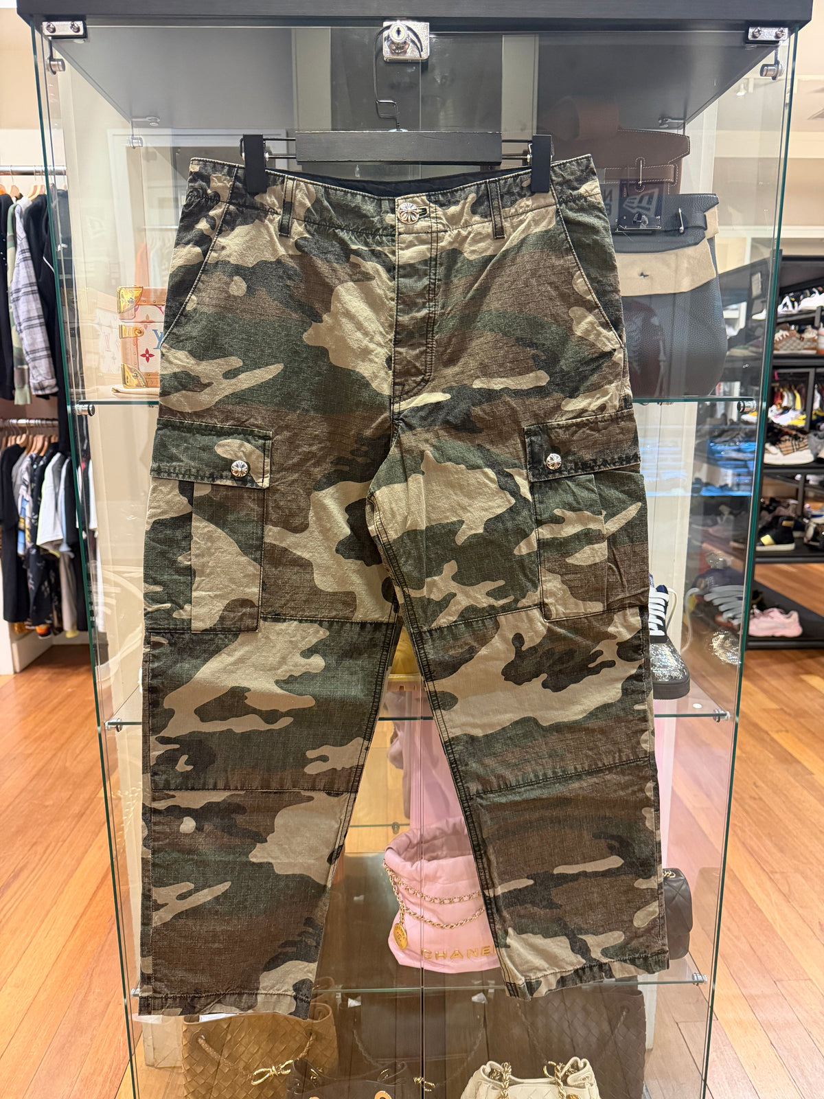 Chrome Hearts ‘Devil Dog’ Camo Cargo Fatigue Pants W/ Cross Patch