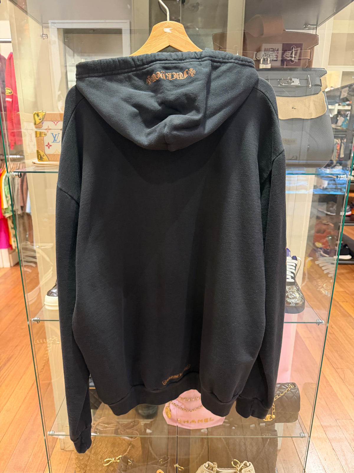 Chrome Hearts Vertical Logo Hoodie - Black/Brown