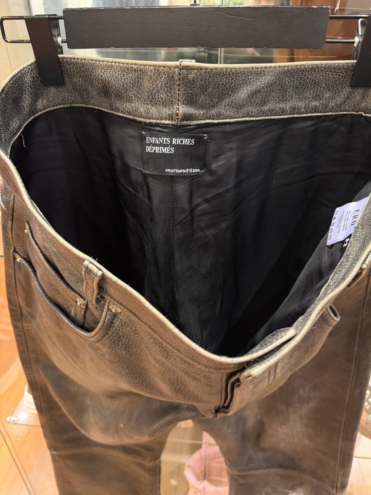 Enfants Riches Deprimes Repaired Leather Flare Pants