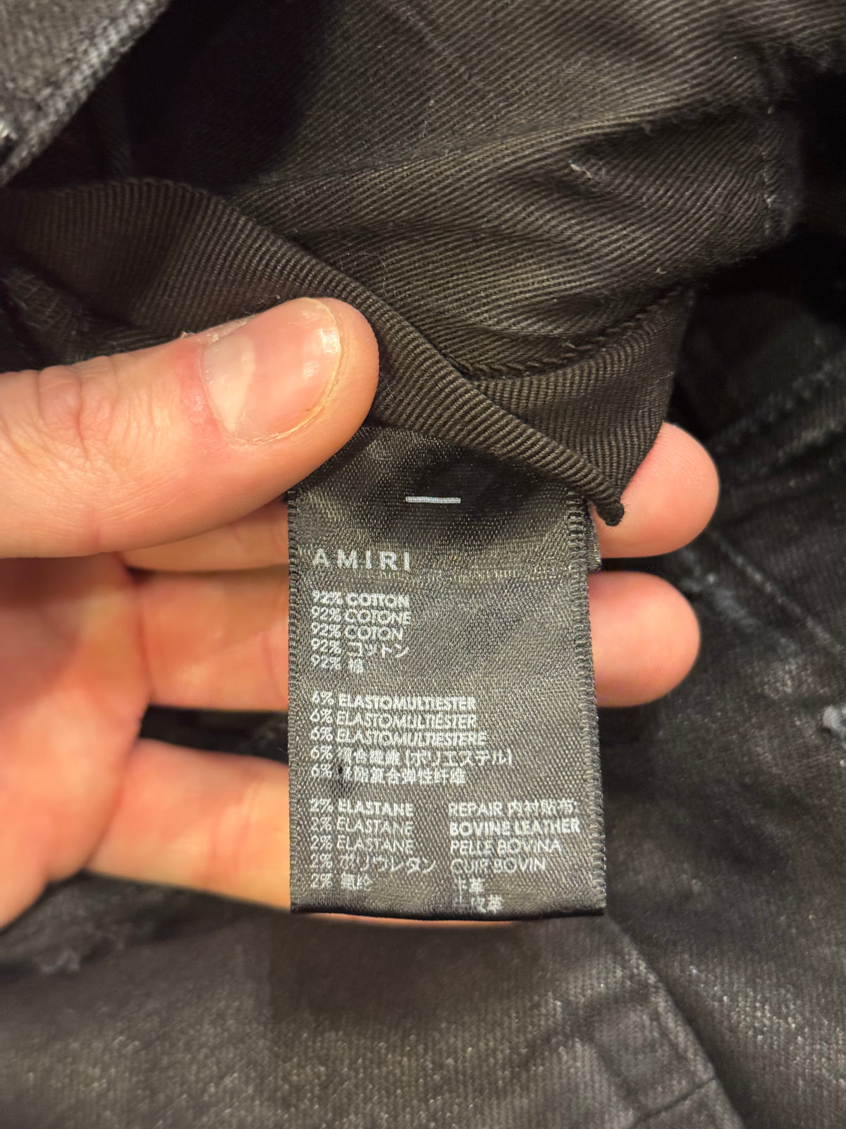 Amiri MX1 Distressed Skinny Jeans - Black Denim Black Patches