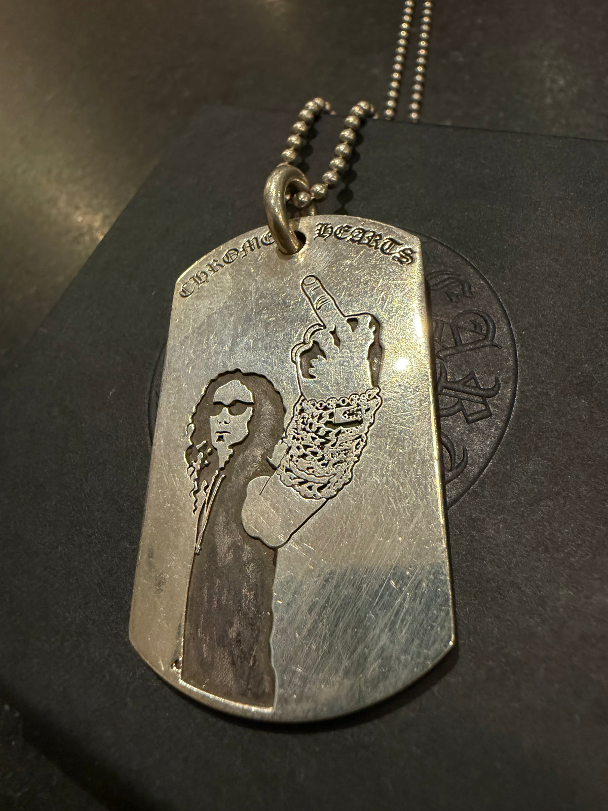 Chrome Hearts Richard Stark ‘F You / American Flag’ Dog Tag Necklace - Silver