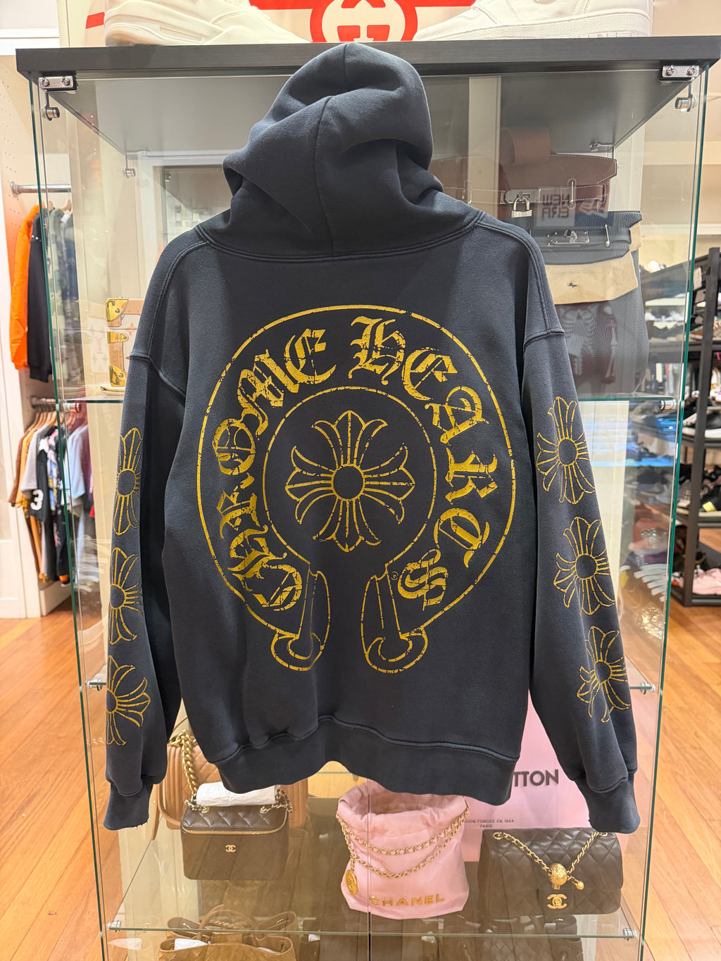 Chrome Hearts Vintage Thermal Gold Horseshoe Zip Hoodie