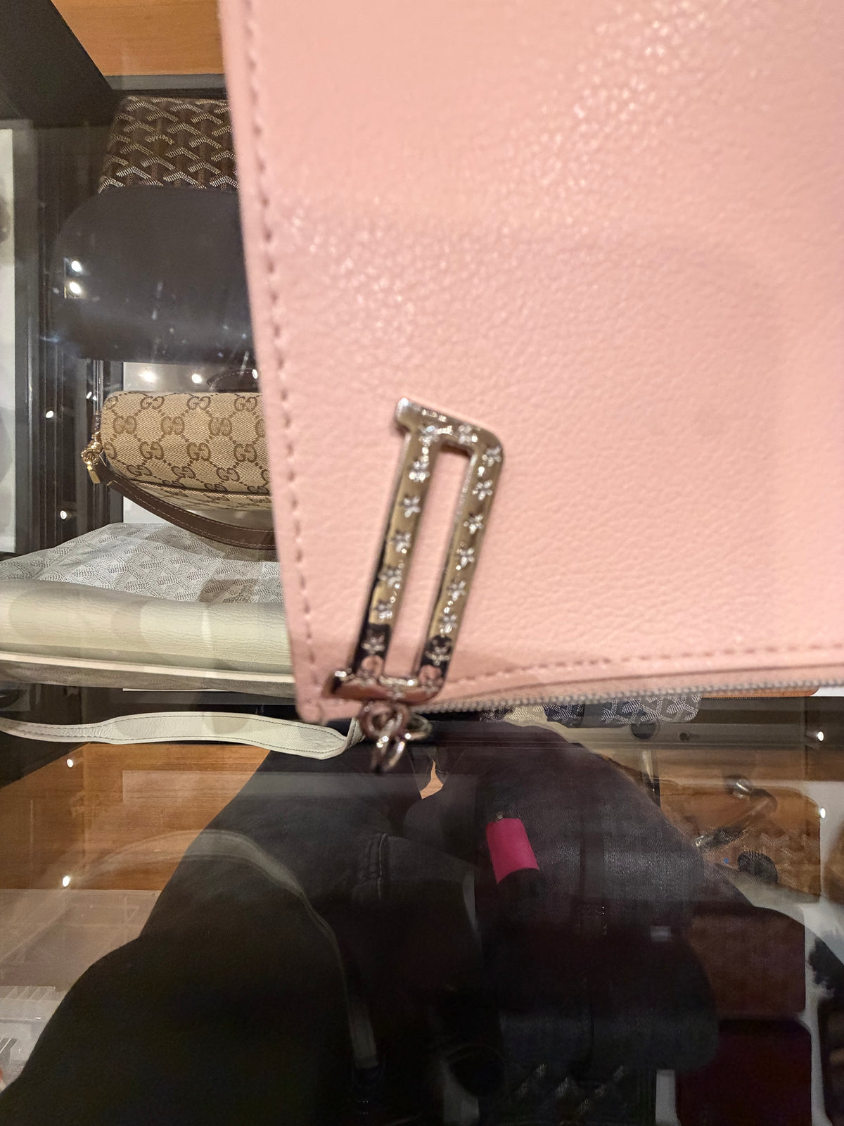 Dior Logo Zipper Wallet - Pink