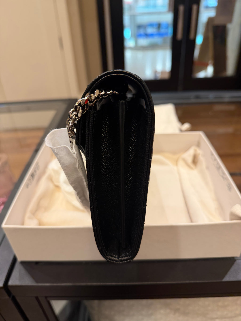 Saint Laurent Cassandre Envelope Chain Wallet