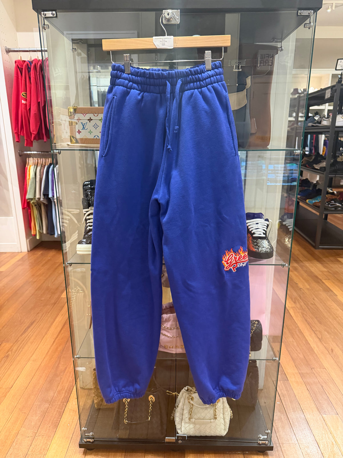 Greedy Unit Flame Graffiti Embroidered Sweatpants