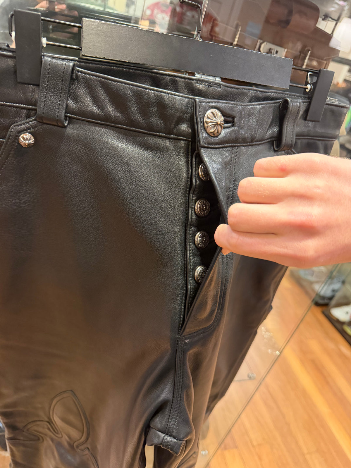 Chrome Hearts Fleur Carpenter Pants - Black Goat Leather