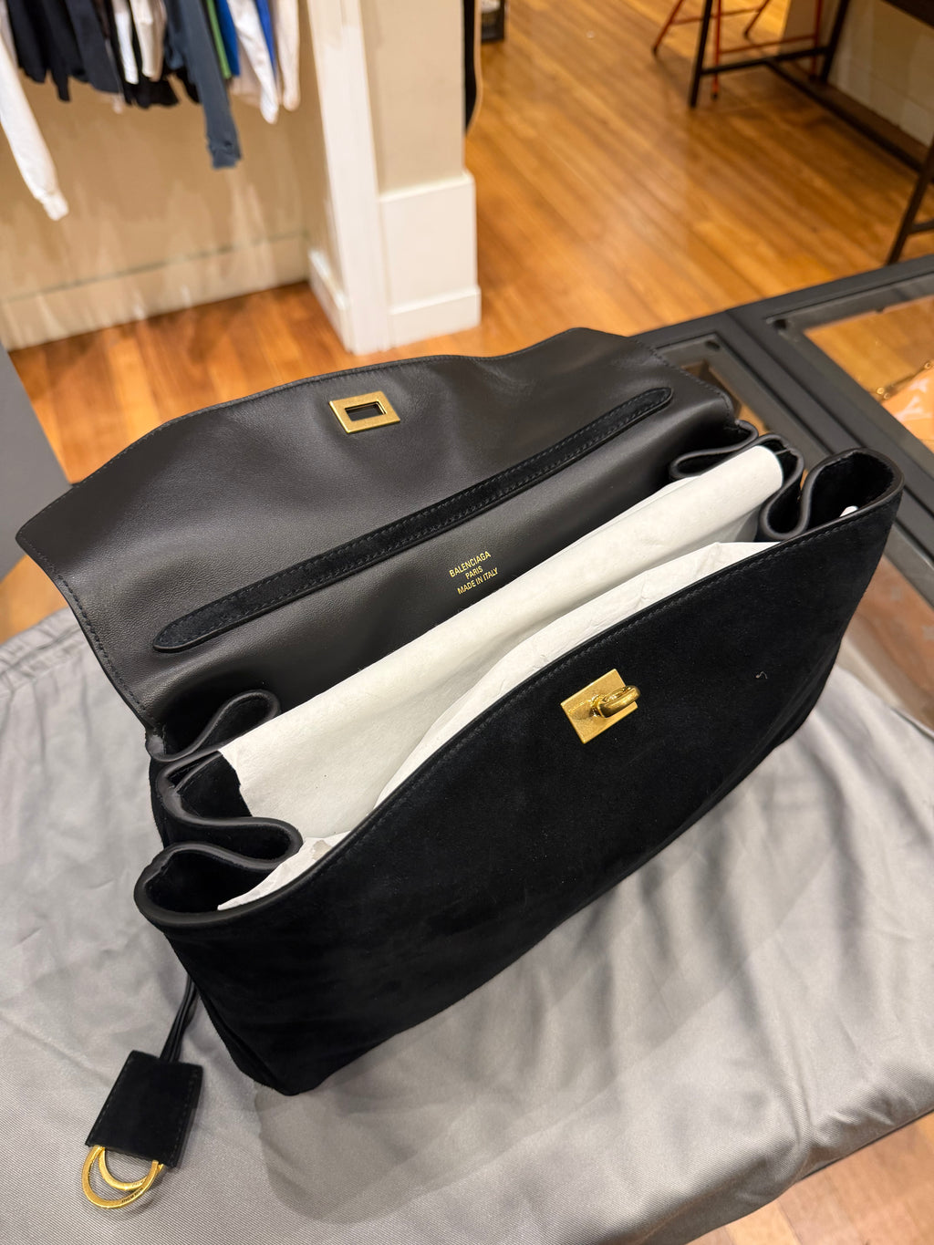 Balenciaga Rodeo Bag Black Suede - Medium
