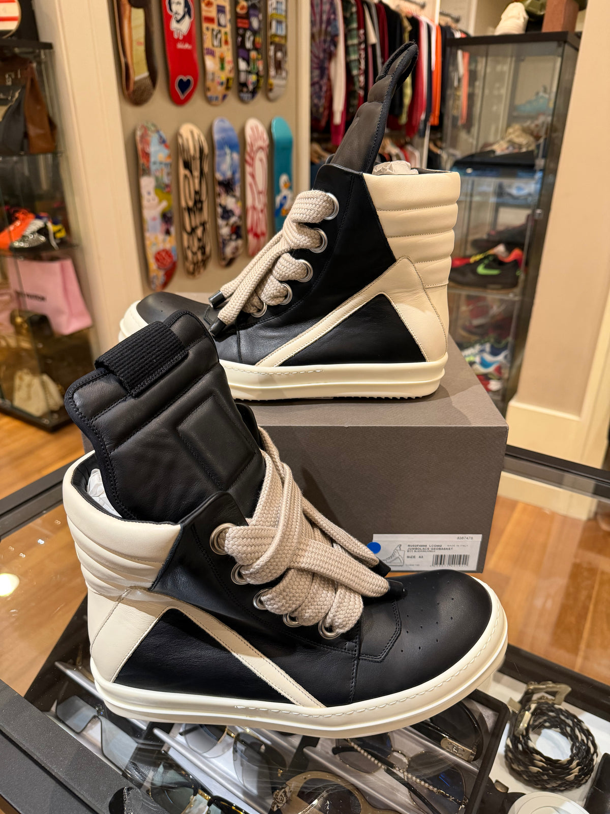 Rick Owens Jumbolace Geobaskets - Black/Milk