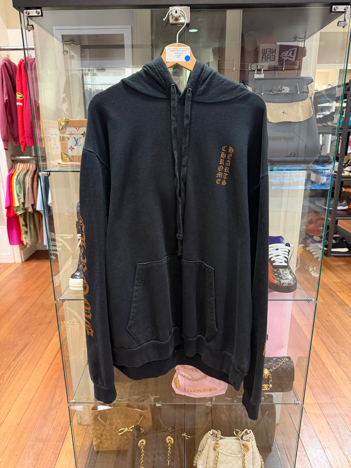 Chrome Hearts Vertical Logo Hoodie - Black/Brown