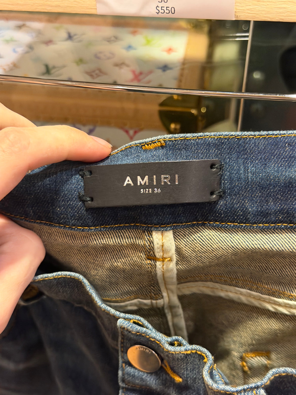 Amiri MX1 Distressed Skinny Jeans - Indigo/Black Patches