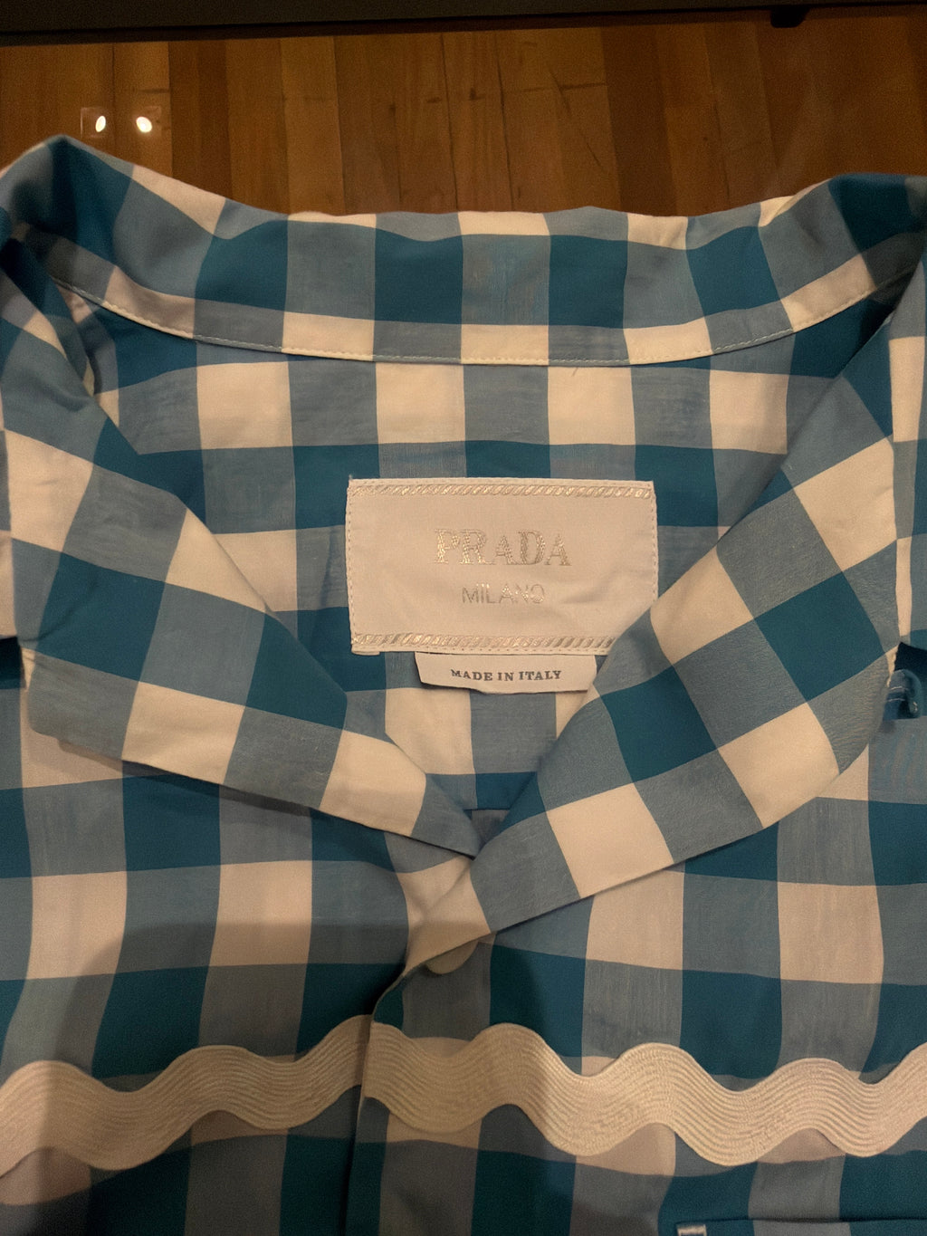 Prada Gingham Short Sleeve Button Up