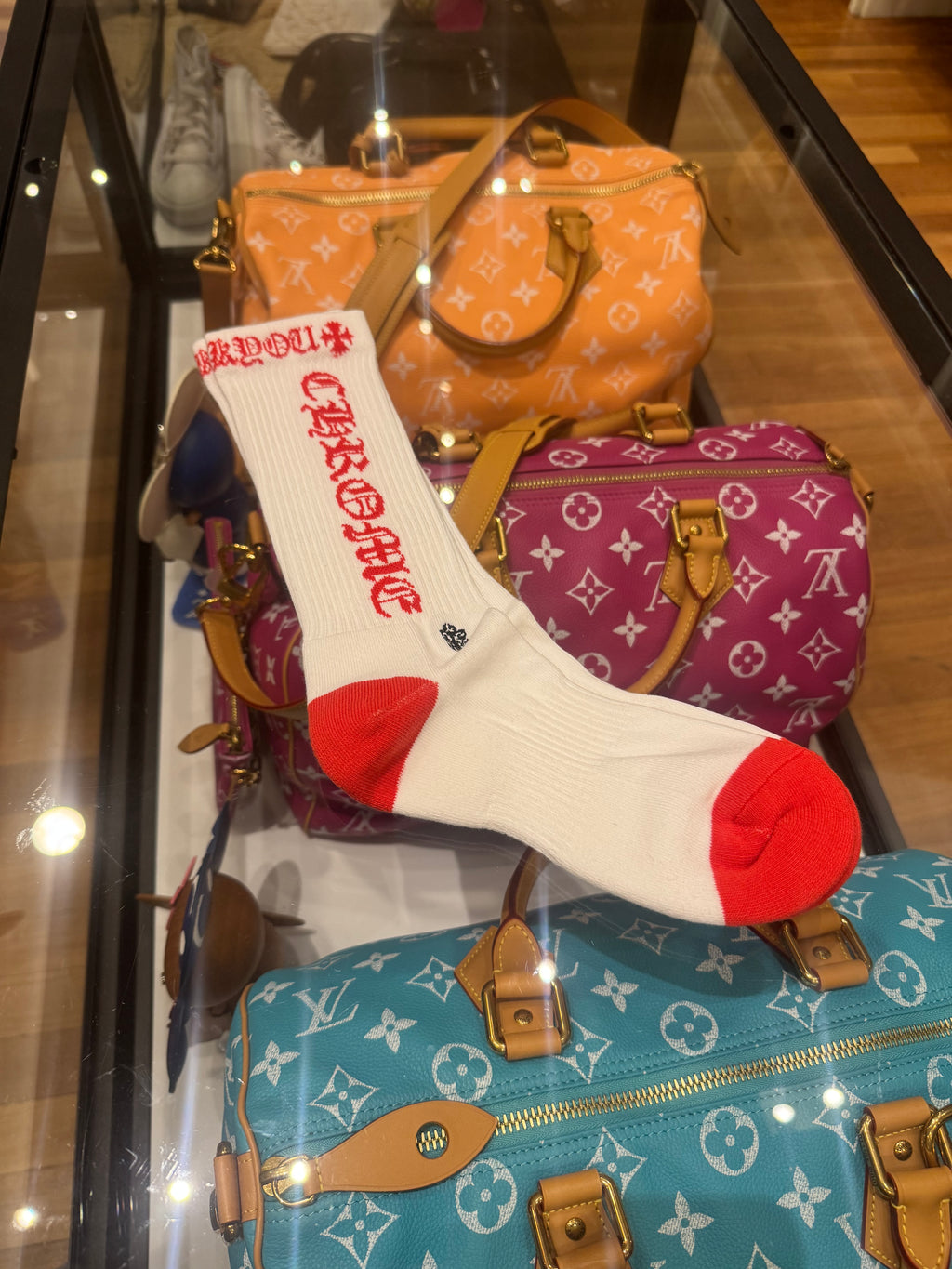 Chrome Hearts Socks - White/Red (M)