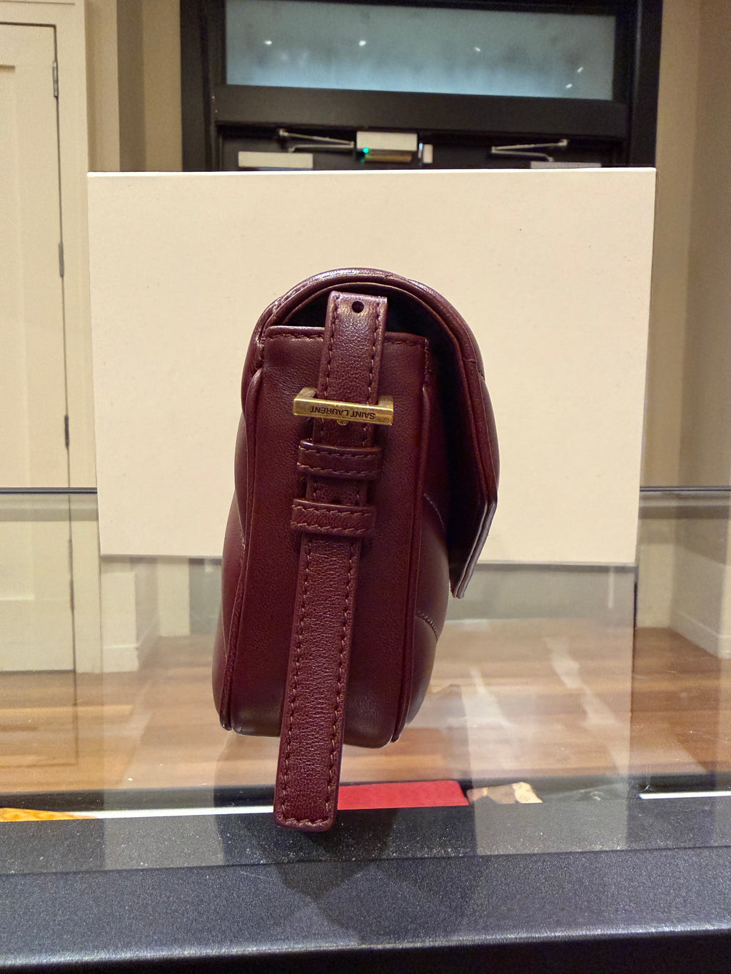 Saint Laurent Loulou Toy Crossbody Matelassé Lambskin Bag - Rouge Cabernet