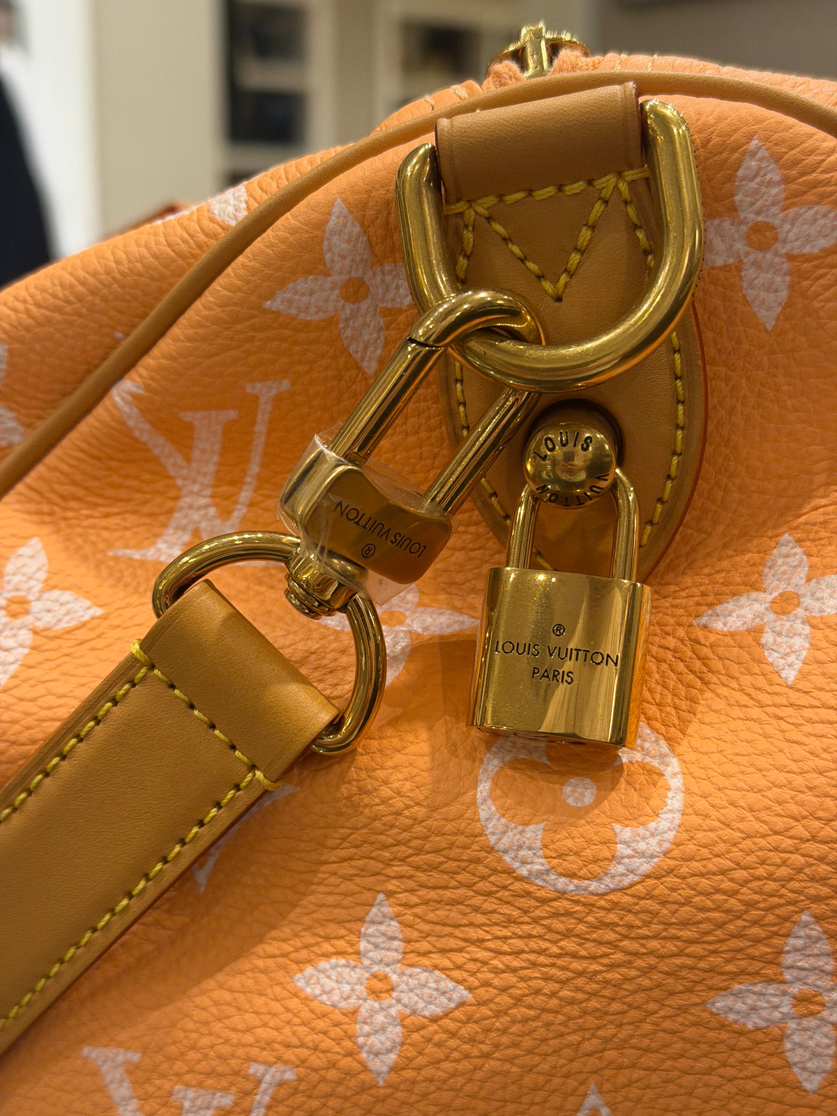 Louis Vuitton P9 Speedy 40 Peach Duffle Bag