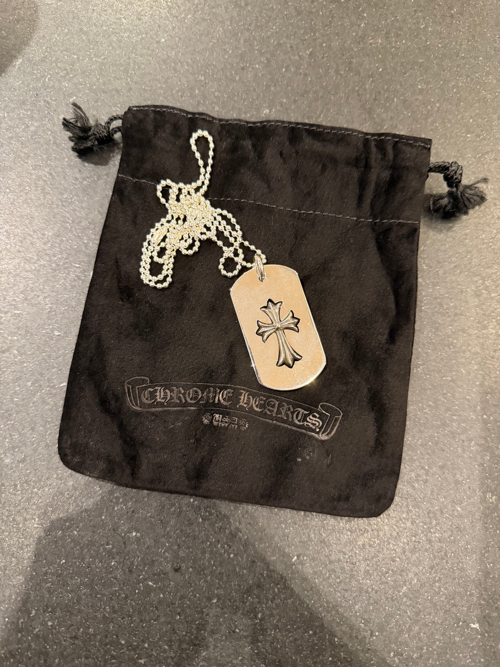 Chrome Hearts Cross Imprint Dog Tag Necklace