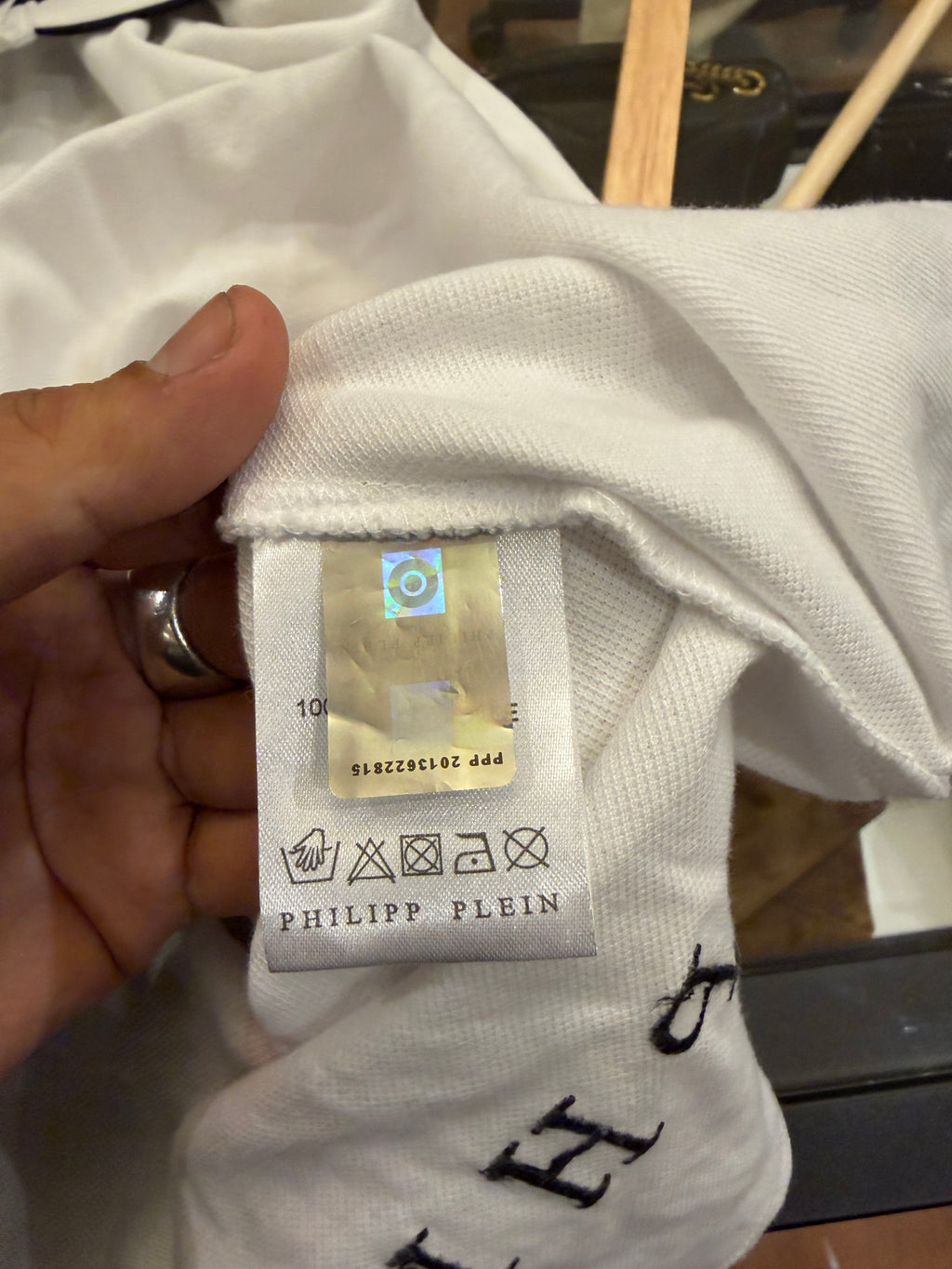 Phillep Plein Razor Blade Patch Polo Shirt - White