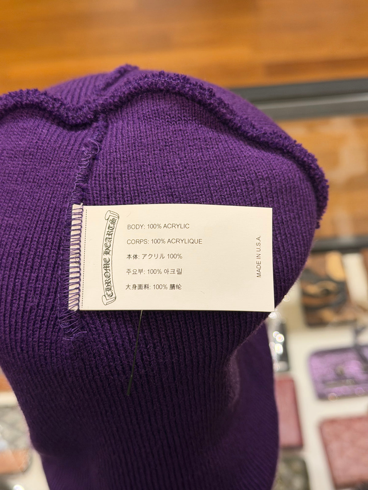 Chrome Hearts Cemetary Cross Logo Beanie - Purple