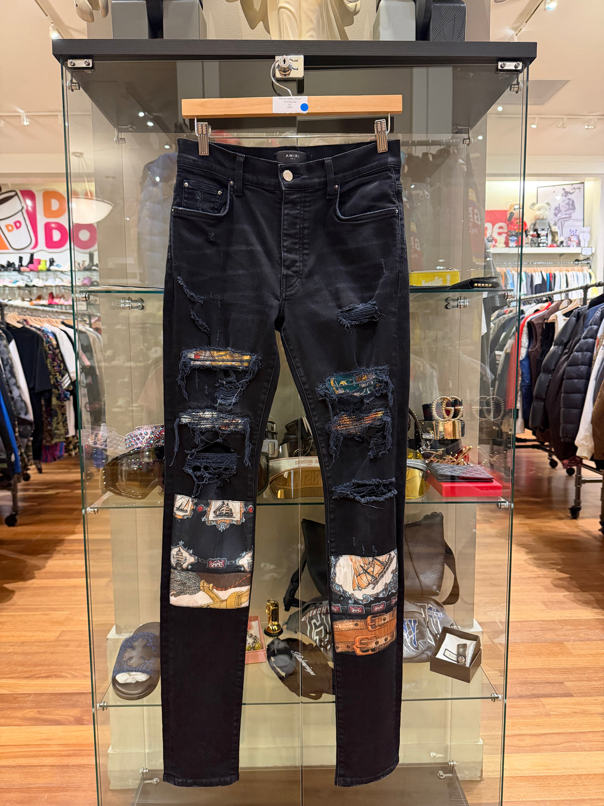 Amiri Scarves Art Patch Skinny Jeans