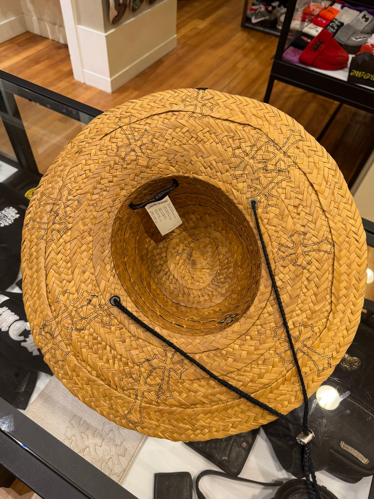 Chrome Hearts Cross Patch Straw Hat - Silver Embellished