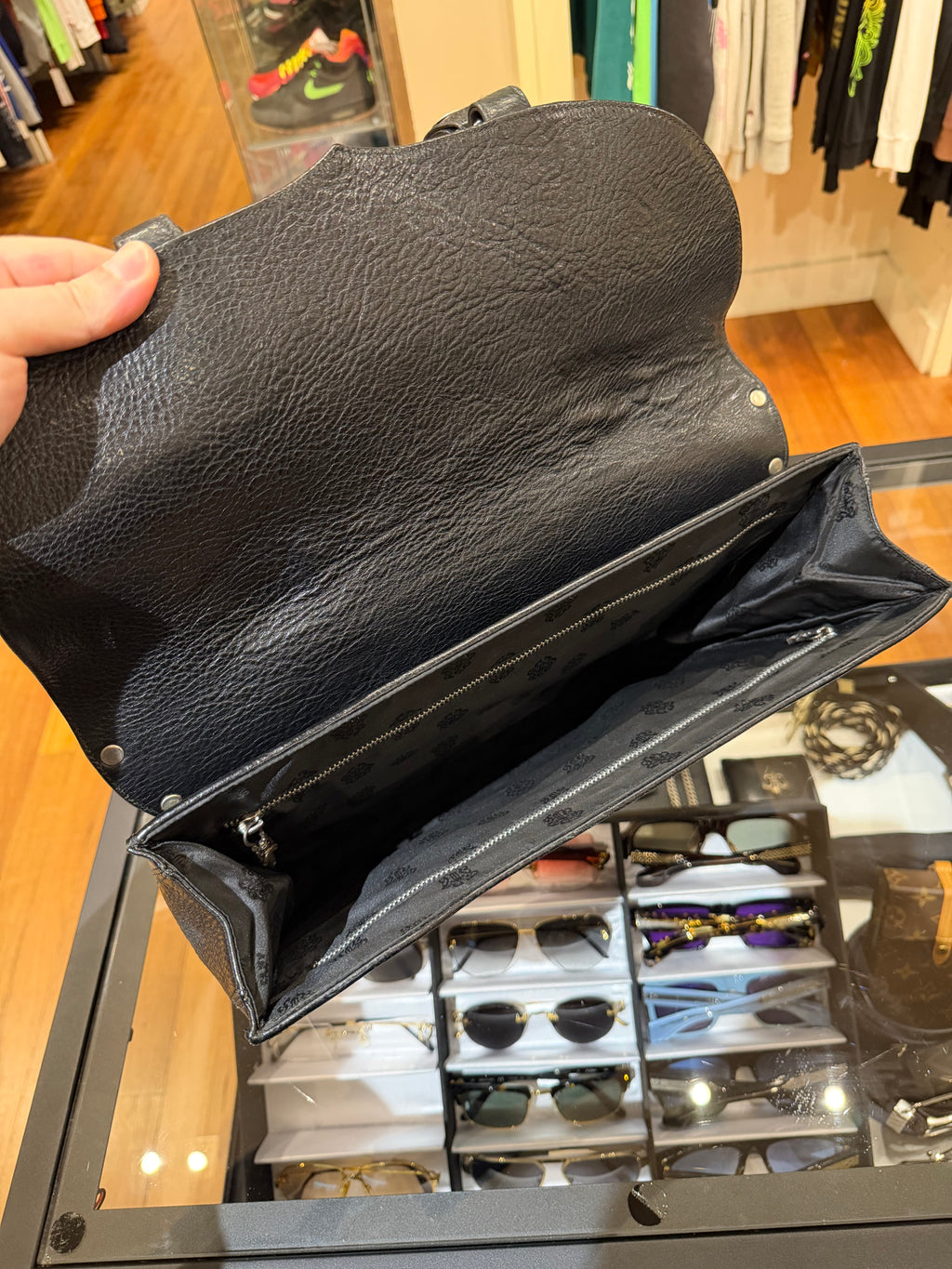 Chrome Hearts Leather Studded Gunslinger Briefcase Bag - Black