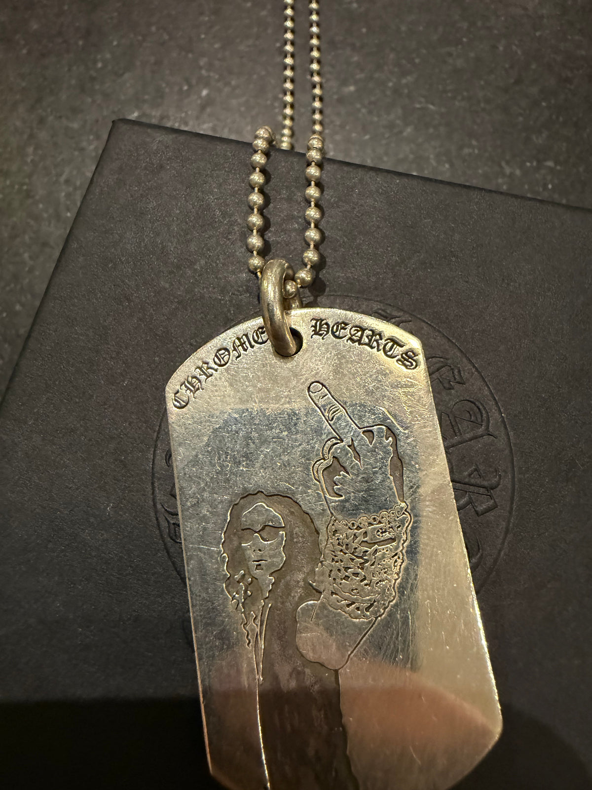 Chrome Hearts Richard Stark ‘F You / American Flag’ Dog Tag Necklace - Silver