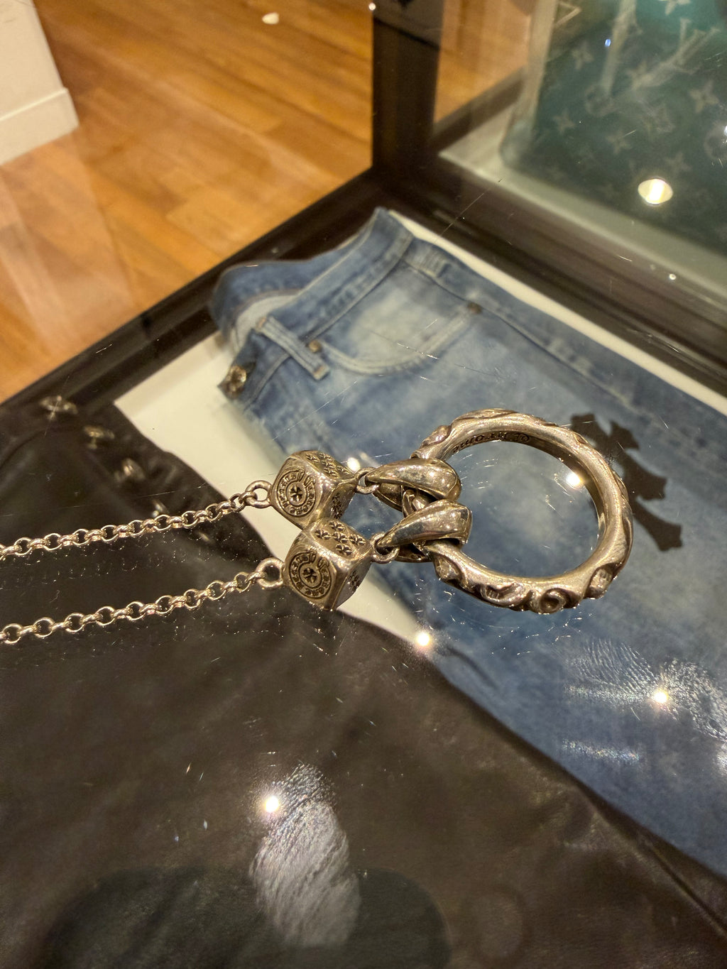 Chrome Hearts Vegas Exclusive Dice Necklace Eyewear Loop - Silver
