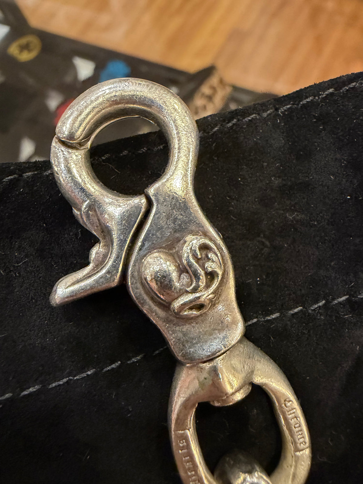 Chrome Hearts Lobster Clasp Floral Heart Keychain - Silver