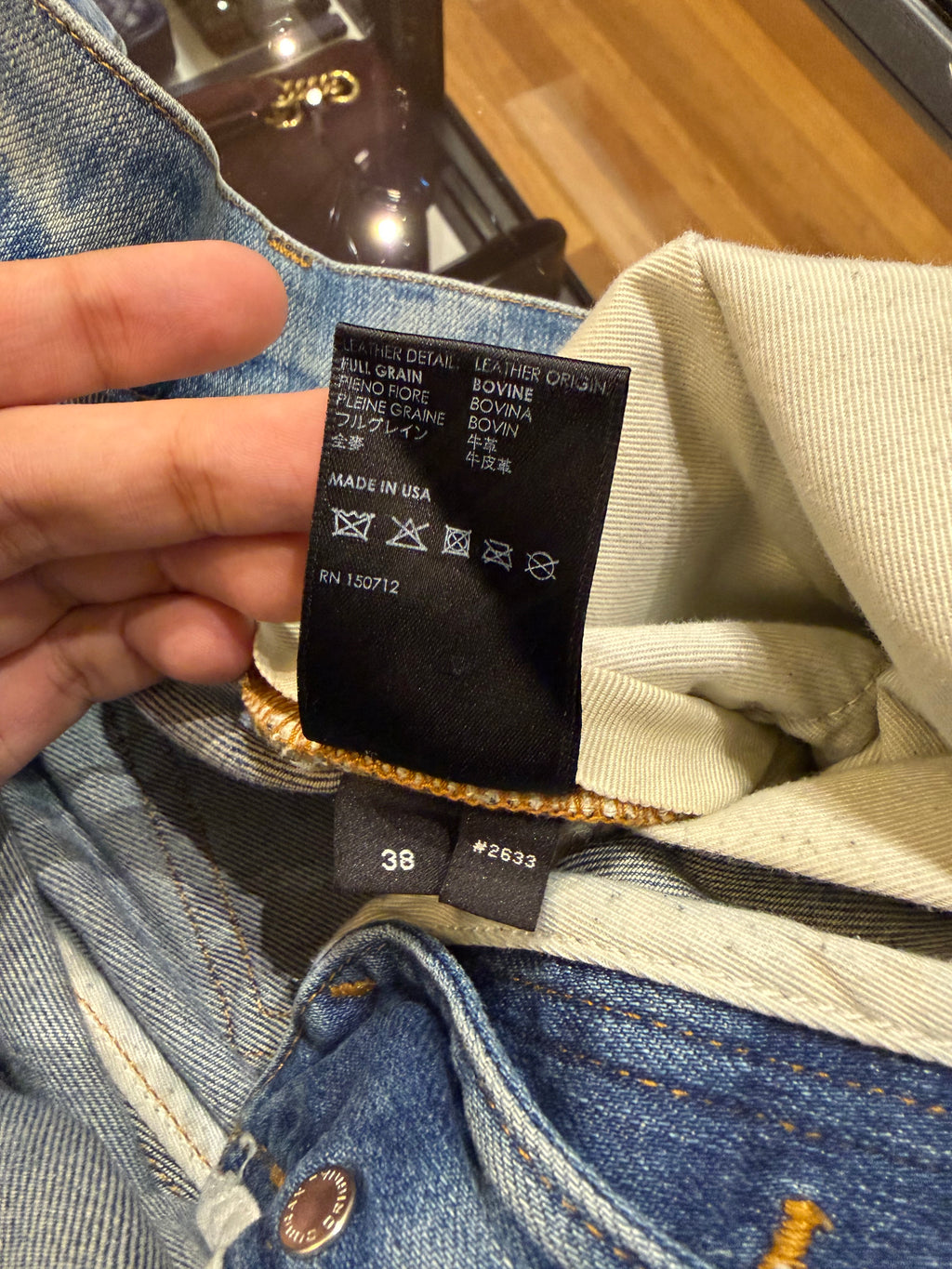 Amiri MX1 Distressed Skinny Jeans - Light Wash/Orange Patches