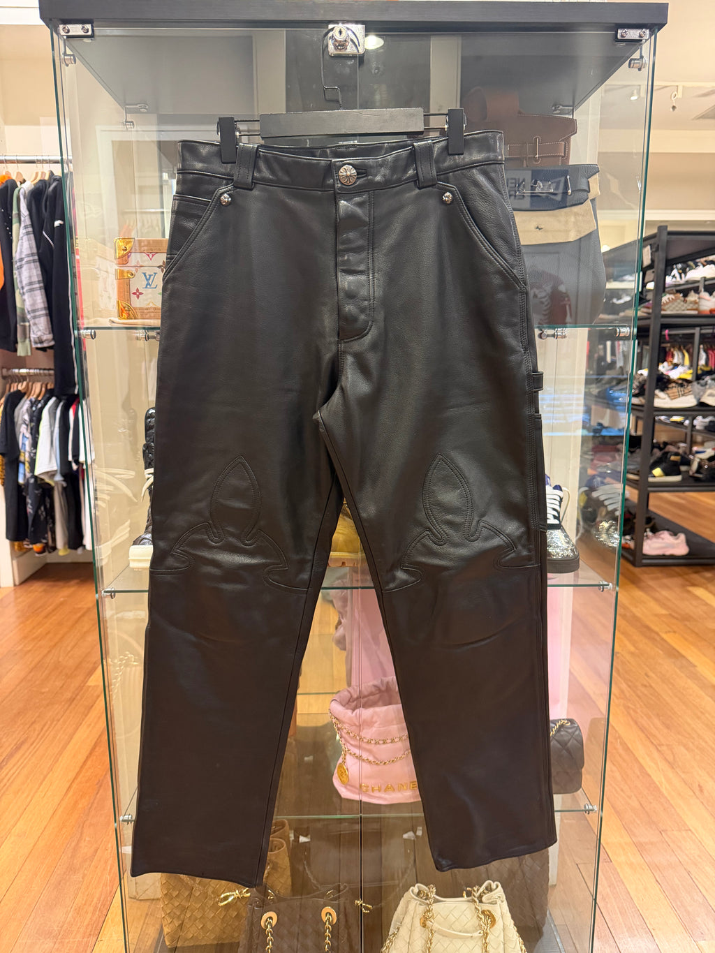 Chrome Hearts Fleur Carpenter Pants - Black Goat Leather