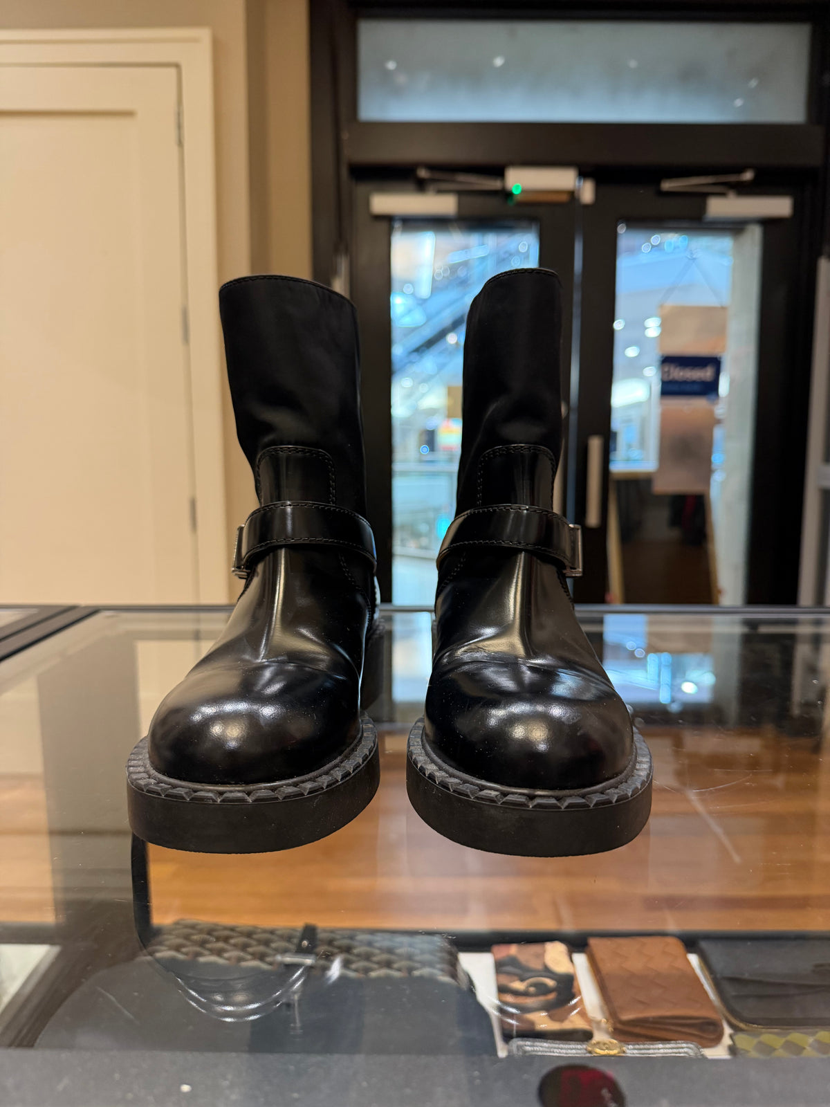Prada Ankle Strap Nylon Moto Boots