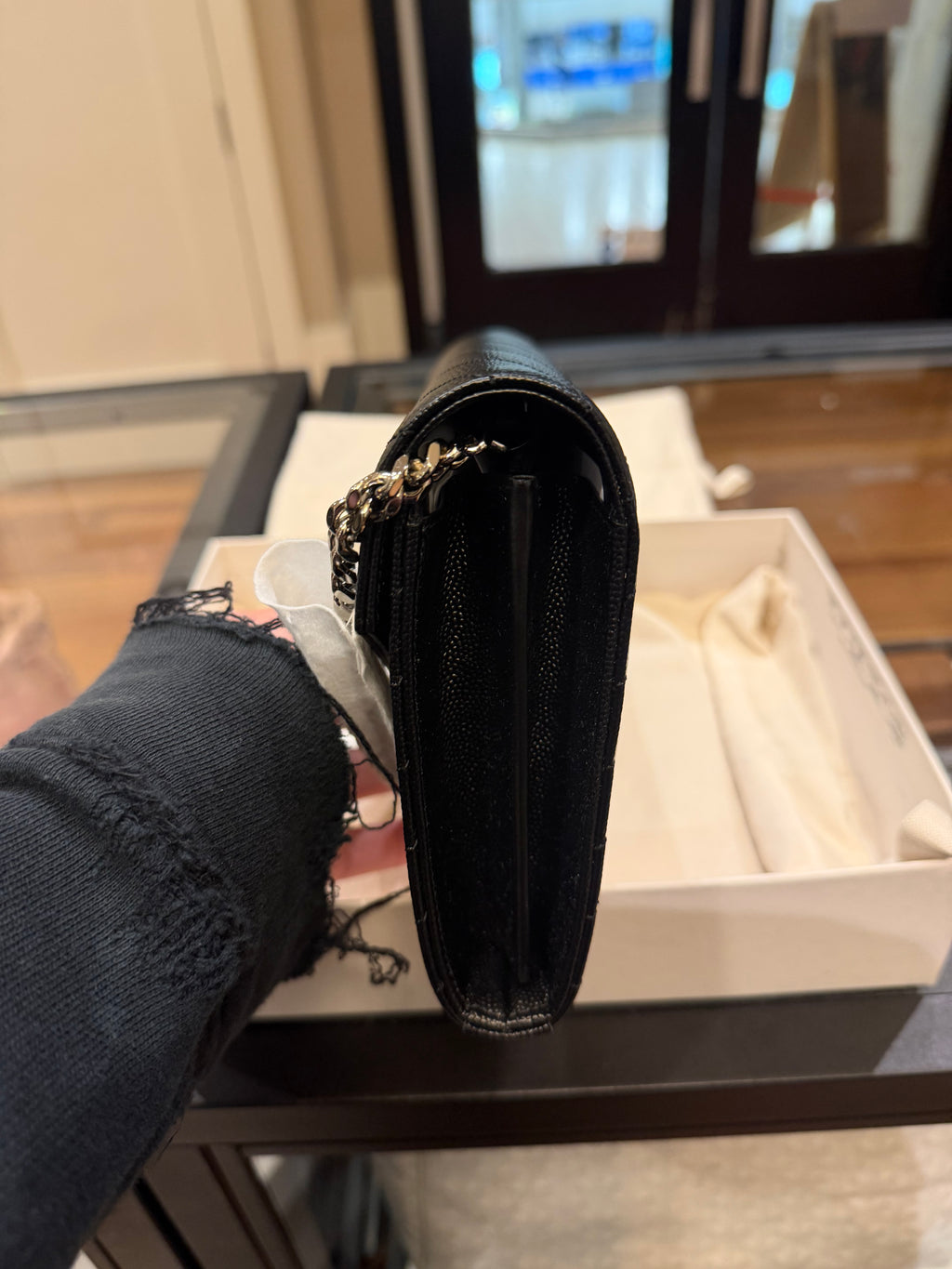 Saint Laurent Cassandre Envelope Chain Wallet