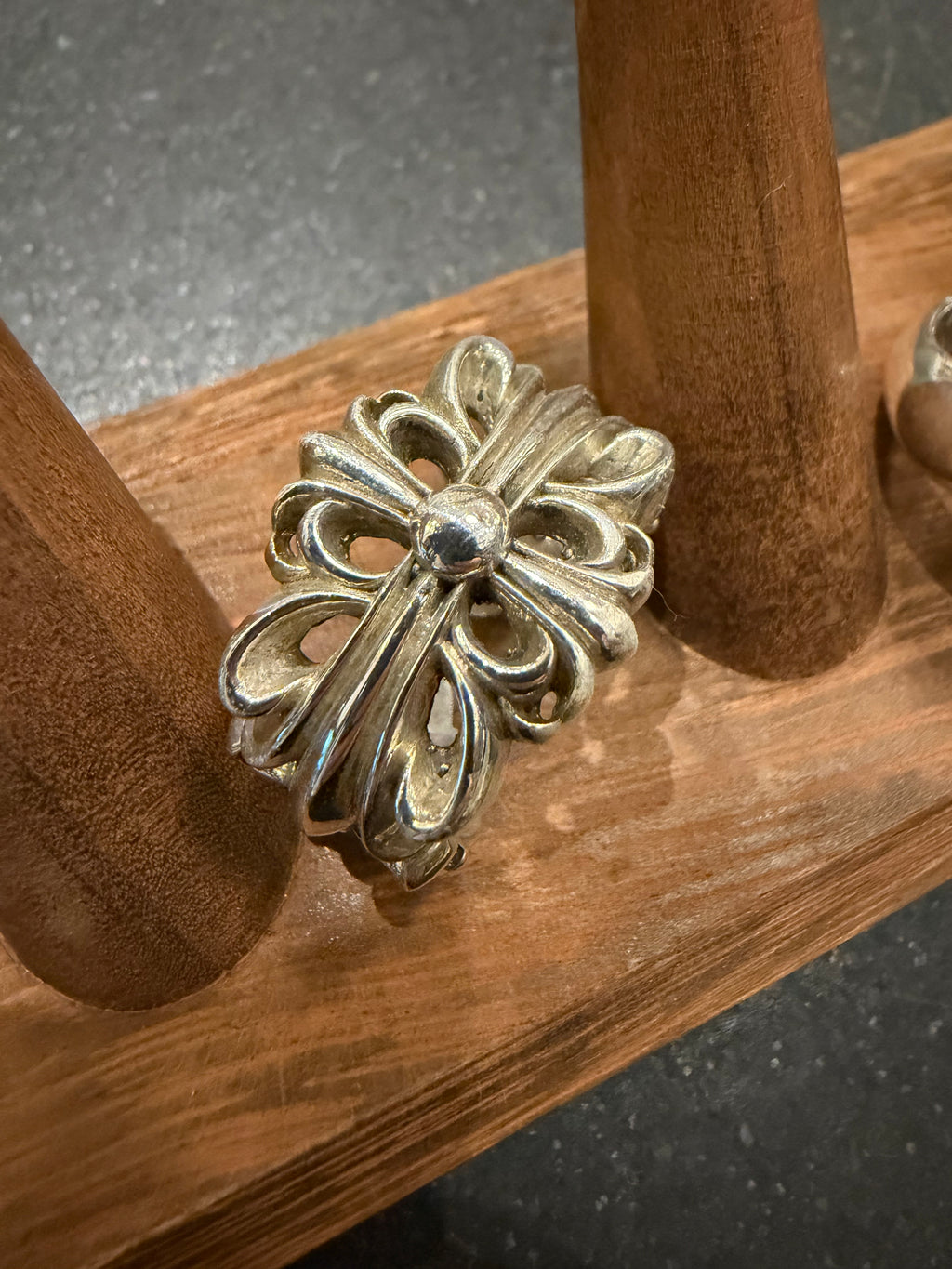 Chrome Hearts Double Floral Ring Silver - Size 12