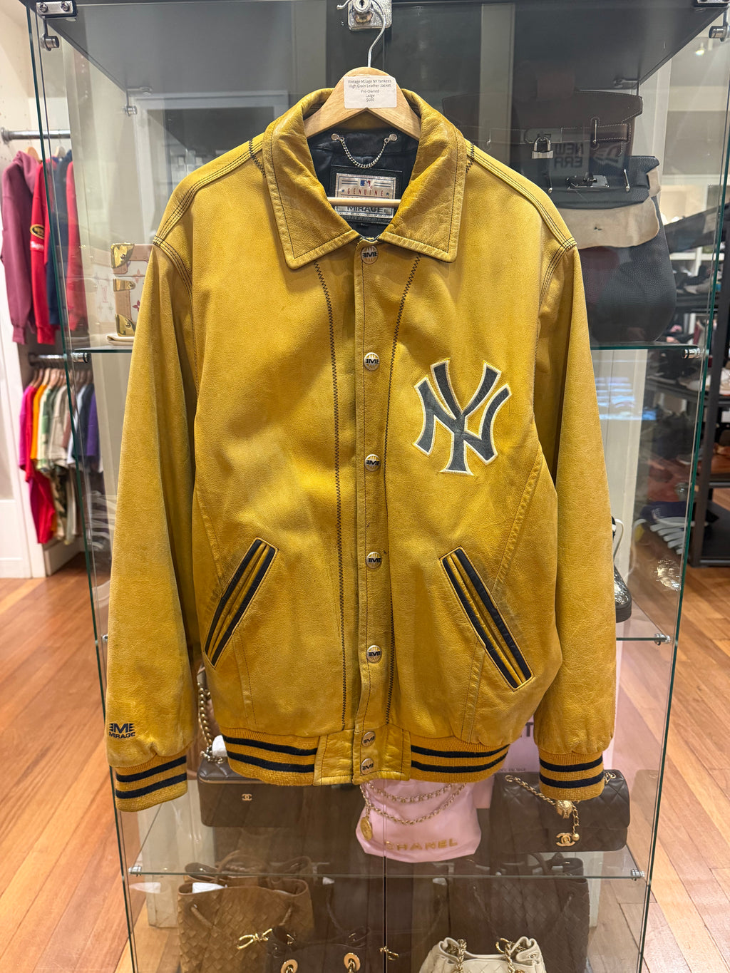 Vintage Mirage NY Yankees High Grain Leather Jacket