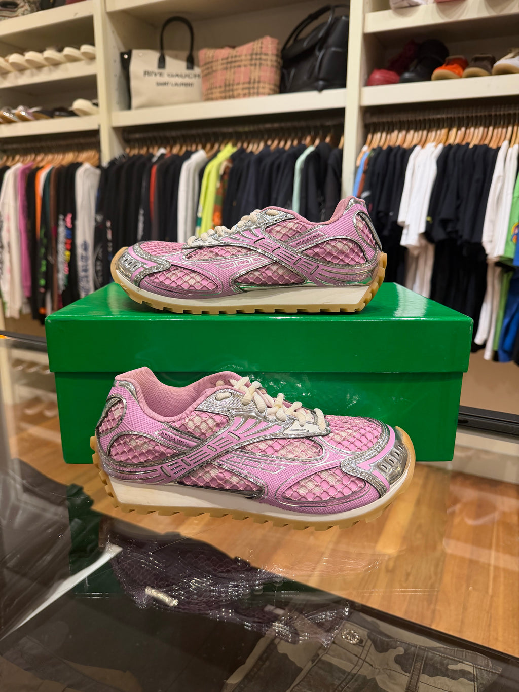Bottega Veneta Orbit Low Top Sneaker - Pink Silver