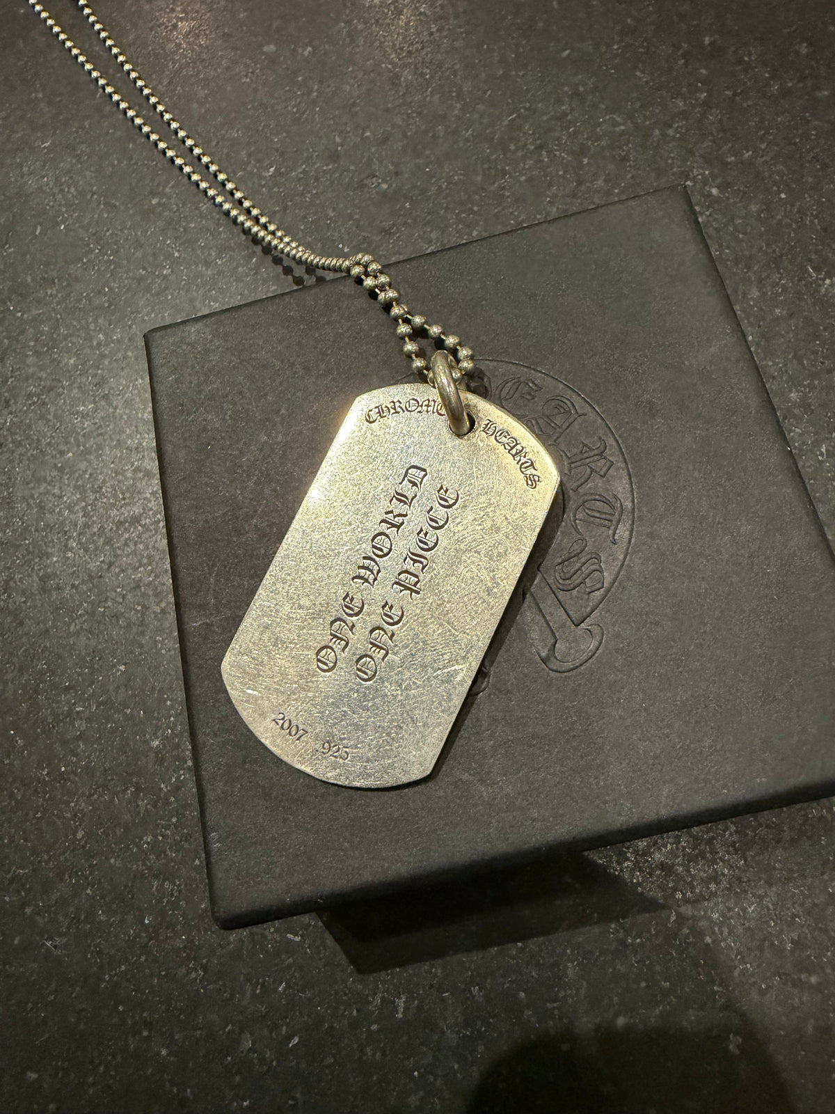 Chrome Hearts Fleur Knee ‘One World One Piece’ Dog Tag Necklace - Silver