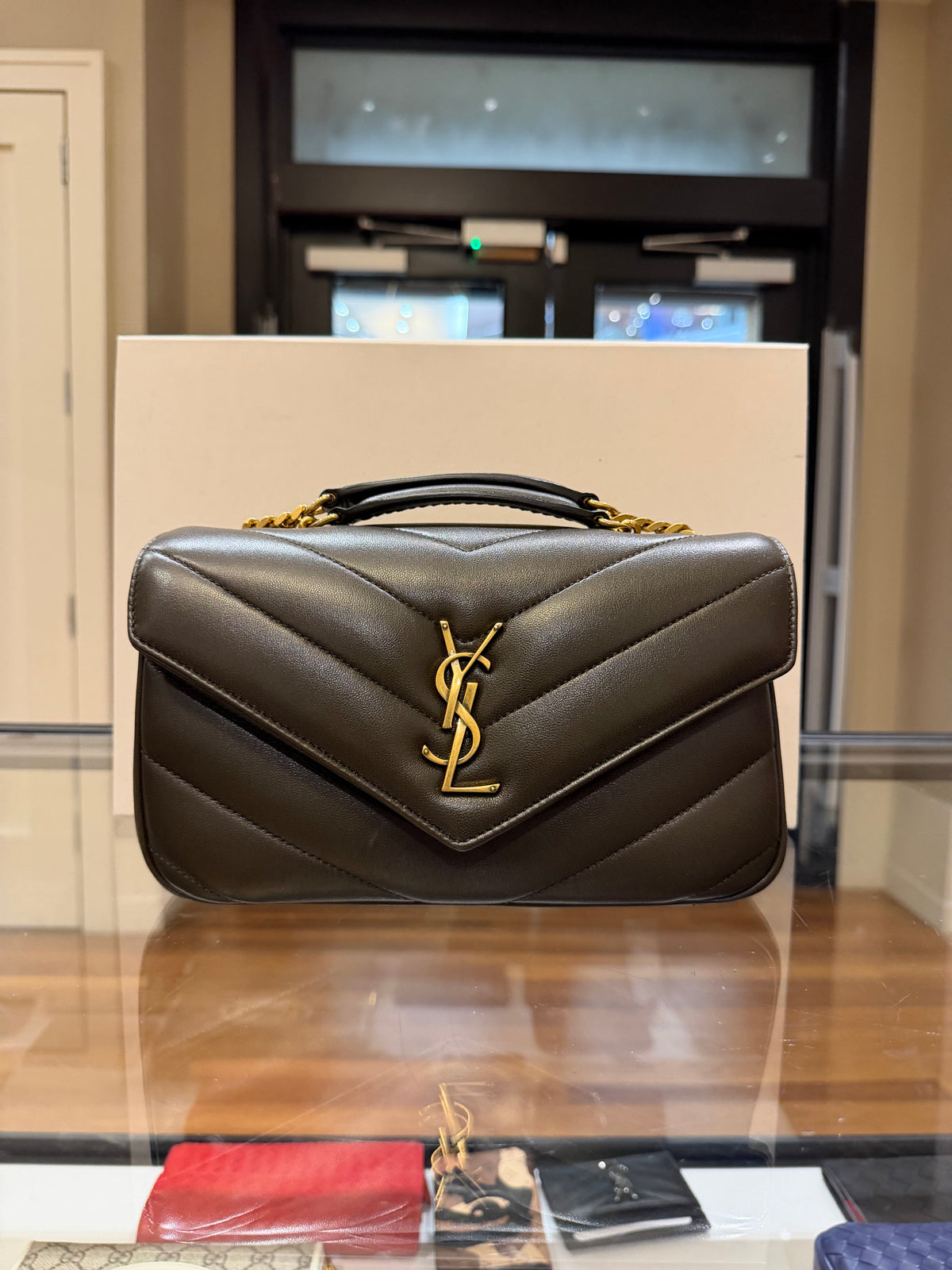 Saint Laurent Loulou Small Cassandre-Embellished Matelassé Leather Shoulder Bag